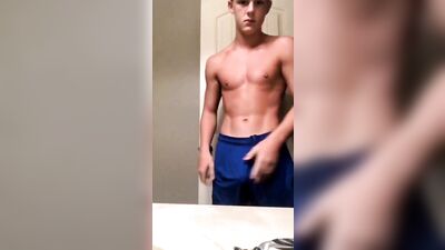 Gay Boy Strips in Bathroom Mirror - A Voyeurs Dream Come True!