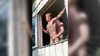Brooding and Beautiful BALCONY FUCK AND CUM SHOTS - The Ultimate Amateur Gay Porn Experience!