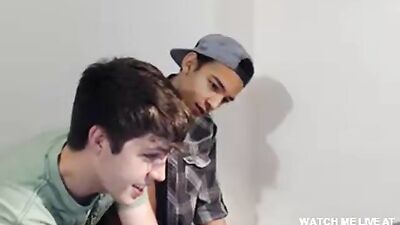 Two Teen Boys Porn Friends Play on Webcam - Black and White!