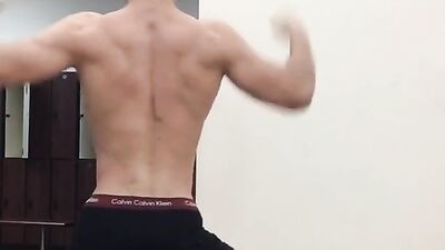 Hispanic Latino Muscle Flexing in the Locker Room - Boys Porn