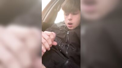 Gay College Boy Cumming in Car - Big Load Porn