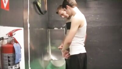 Blond Boys Handjob Party in Public Toilet: Cum with Us!