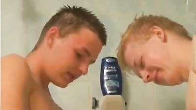 Horny Teens in Hot Shower: Two Cocks and Jizz Showdown!