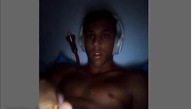 Young Black Cutie Gives Hot Web-Cam Performance with Big Load