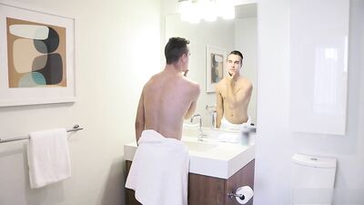 Gay Bathroom Sex - Dad and Son Cum Shots with Step Brother