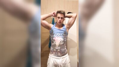 Muscle Twink After Gym Explosion: Horny Solo Handjobs