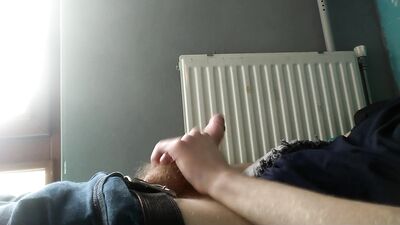 Genuine Blond Boys Porn: Cumshot with Nonchalant Interruption