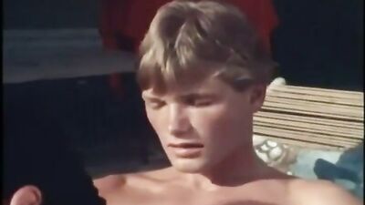Two Handsome Young Males Go Wild by the Pool - Bareback Cum Shots Handjob