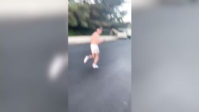 Running Boy Funny Strip Twink Public Outdoor Adventure