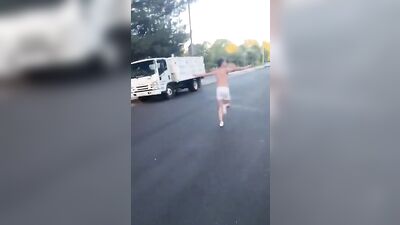 Running Boy Funny Strip Twink Public Outdoor Adventure