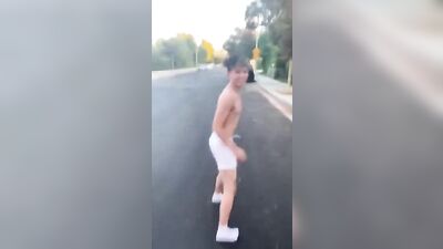 Running Boy Funny Strip Twink Public Outdoor Adventure