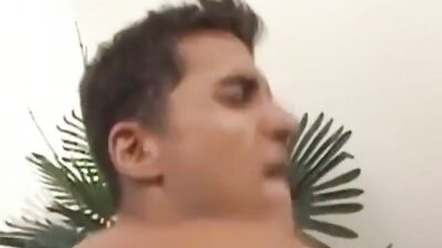 Brazilian stud fucked by long-haired hunk in bareback big cocks cum shots handjob latino oral video!