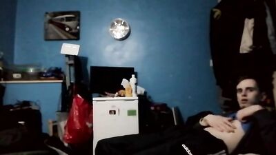 Adidas-clad hunk jerks off on trackside, Solo shenanigans with a fitness freak.