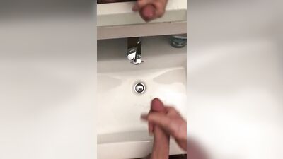 GayTube Selfie: Big Dick Ginger Jerk-Off in the Bathroom