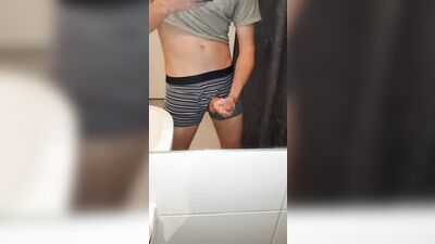 Gangbang in the Bathroom: Teen Boys Porn Cums on Floor and Makes a Huge Mess