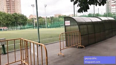 Gay Stadium Orgy: Teens Jerk and Suck in Public!