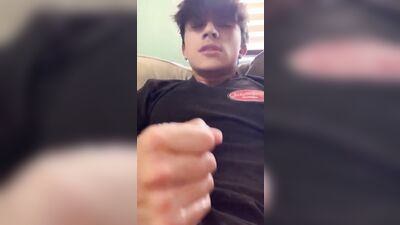 Black Shirt Boys Porn Cum: Amateur Handjob Solo