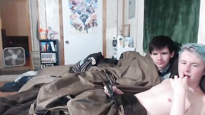 Gay Porn Explosion! Blonde and Black Teens in Dark Camshow