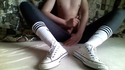 Adorable 18yo Jerks in Adidas: Cumming Harder Than Ever!