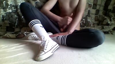 Adorable 18yo Jerks in Adidas: Cumming Harder Than Ever!