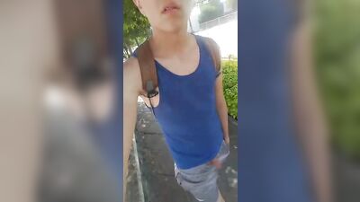 Young Asian Public Outdoor Romp - Cum in the Park!