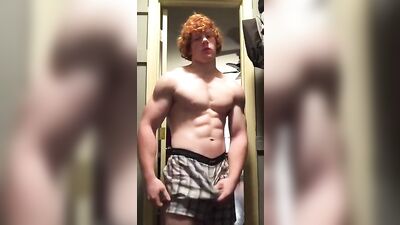 Handsome Ginger Strips - Muscle Flexes: A Redheads Handjob Adventure