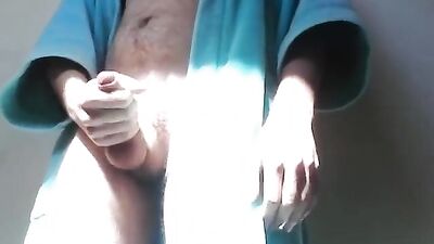 Bathrobe twink gay porn morning wank