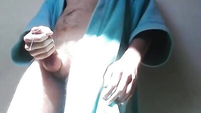 Bathrobe twink gay porn morning wank