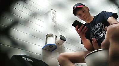 Young Jock Spy Cumming in Public Bathroom: Frat Boy Cocks and Shots