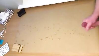 Jack Off on Table, Creamy Shots Galore! - Gay Handjobs and Cum