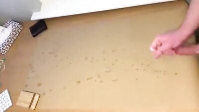 Jack Off on Table, Creamy Shots Galore! - Gay Handjobs and Cum