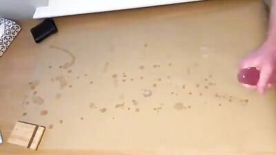 Jack Off on Table, Creamy Shots Galore! - Gay Handjobs and Cum