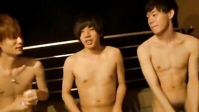 Japanese Muscle Teen Threesome in Hot Springs!