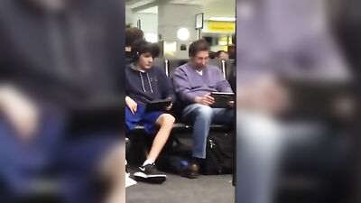 Airport Antics - Caught Playing with Self in Public!