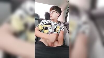 Cumming in Car - Twink Public Porn Powerful JOs!