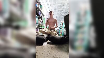 Cute Shop Boy Jerks Again in Pet Store