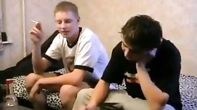 Two hot teen boys barebacking in hardcore action!