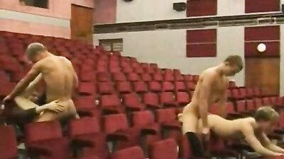 Gay Orgy Porn Auditorium: Big Cocks Action!