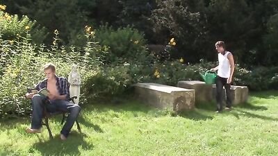 Blond Garden Breeding Cum Boys Shots - A gay porn video about two blonde boys engaging in bareback sex with the goal of depositing their loads inside each others asses.