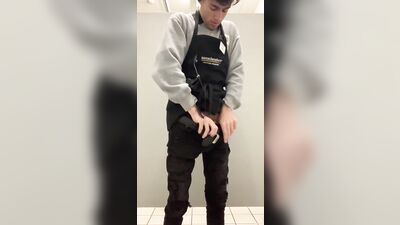 Gay Teen Jerks Off At Work: Solo Porn