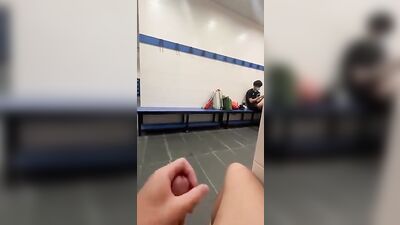 Risky Jerk-Off Amateur in Public Locker Room