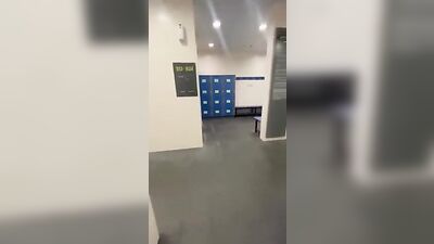 Risky Jerk-Off Amateur in Public Locker Room