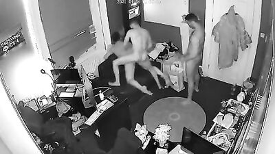 Sexy after-hours office antics with muscular boys in spy cam action!