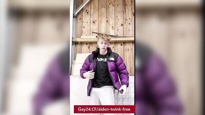 Backyard Bliss: Aidens Huge Dick Gets Handled by a Sexy Young Man!