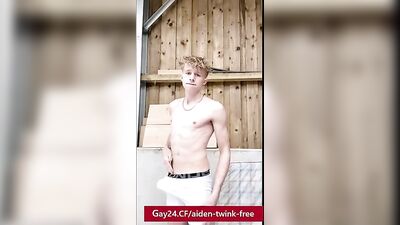 Backyard Bliss: Aidens Huge Dick Gets Handled by a Sexy Young Man!