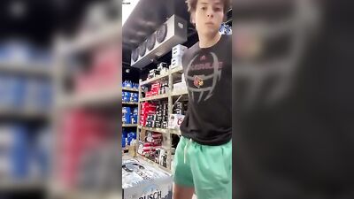 Pulling out his dick in a store - Risky Amateur Public Outside Solo Jerk Off