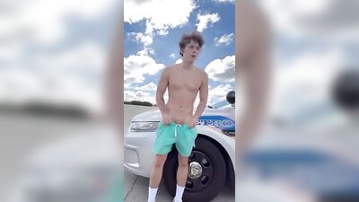 Curly Bros Exhibitionist Adventure: Cop Car Jack-Off!