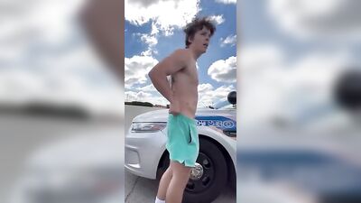 Curly Bros Exhibitionist Adventure: Cop Car Jack-Off!