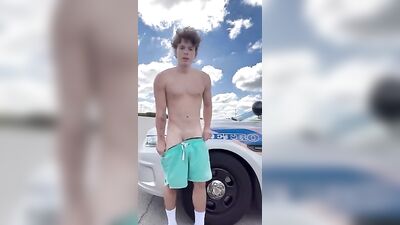 Curly Bros Exhibitionist Adventure: Cop Car Jack-Off!