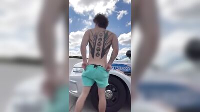 Curly Bros Exhibitionist Adventure: Cop Car Jack-Off!